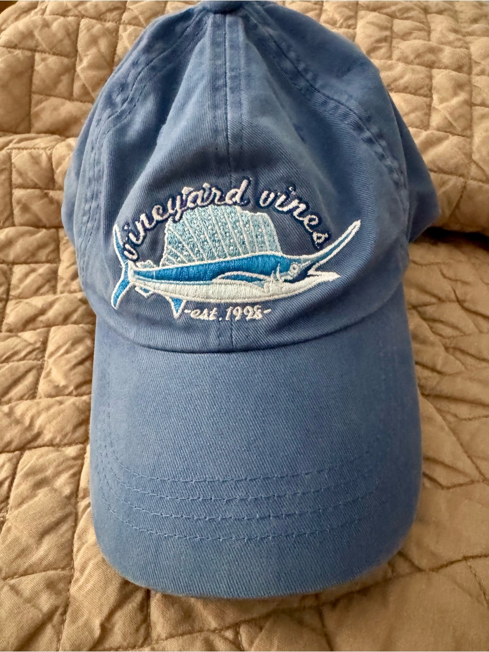 Vineyard Vines Light Blue Hat with Pink Label